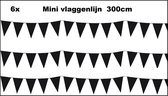 6x Mini vlaggenlijn zwart 300cm - Halloween scary horror griezel thema feest festival