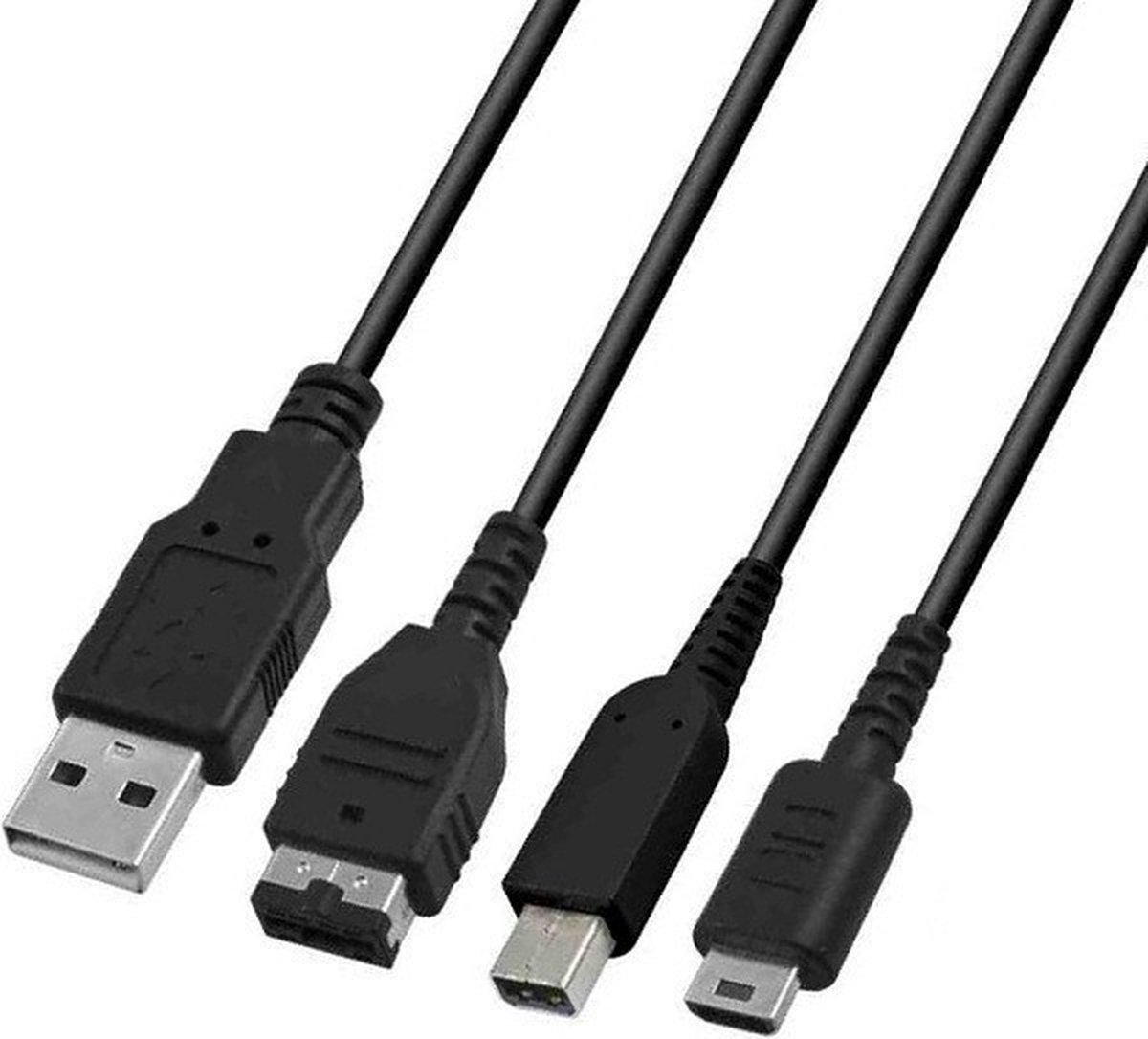 3 in 1 USB Oplader voor Nintendo 2DS 3DS DSi DS Lite GBA - 1x Laadkabel