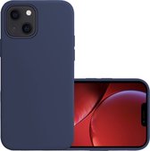 Hoes Geschikt voor iPhone 14 Plus Hoesje Cover Siliconen Back Case Hoes - Donkerblauw