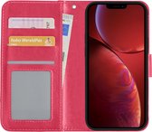 Hoes Geschikt voor iPhone 14 Pro Hoesje Book Case Hoes Flip Cover Wallet Bookcase - Donkerroze
