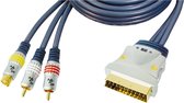 Premium S-VHS en Tulp 2x RCA (m) - Scart (m) IN / OUT kabel - 10 meter