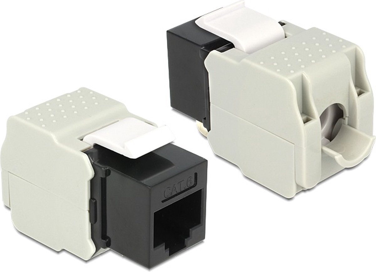 UTP CAT6 Gigabit Keystone module RJ45 - LSA (toolless) / zwart/grijs