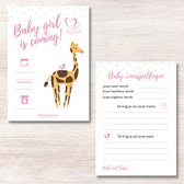 Babyshower Invulkaarten Baby Girl Giraffe 10 stuks - A6 300 Grams - Baby Voorspellingen - Babyshowerspelletjes