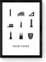 New York - Architectuur Poster - Ingelijst