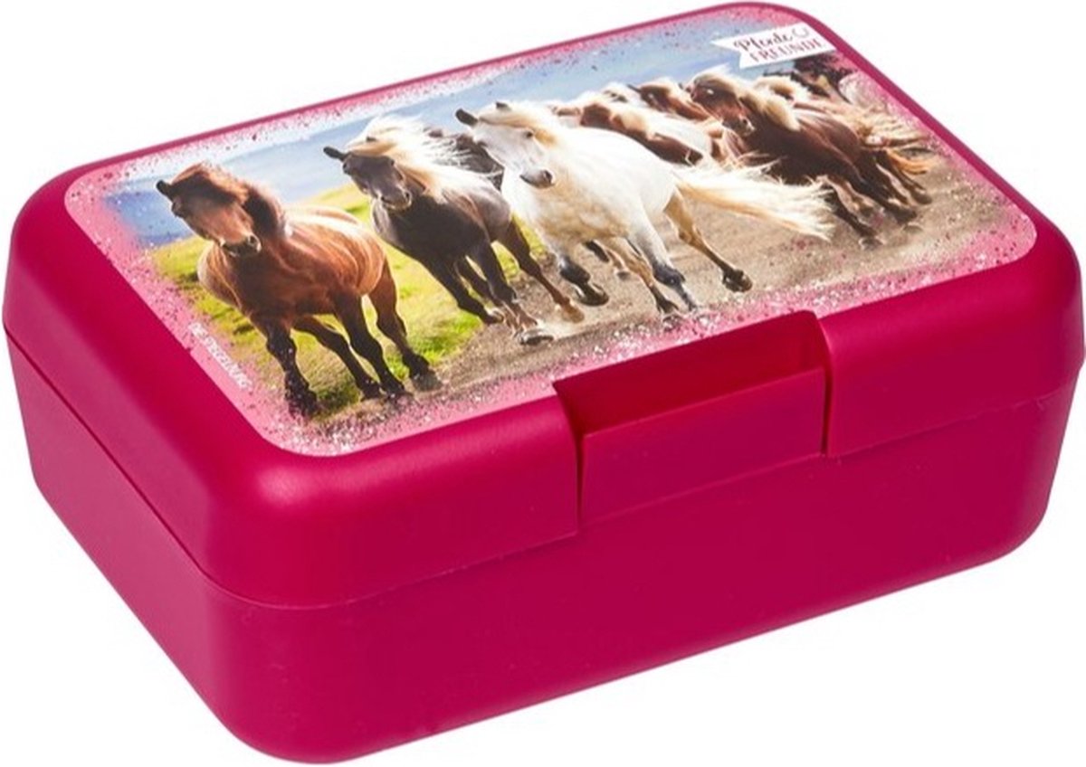 Paarden lunchbox | roze wilde paarden
