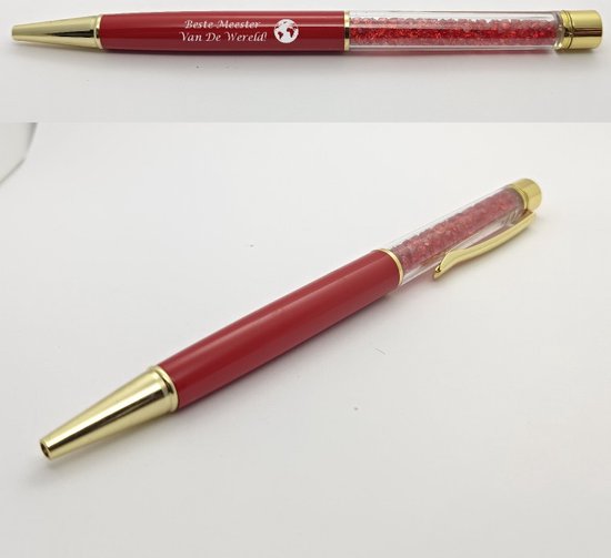 Pen Met Diamantjes En Gravering - Beste Meester Van De Wereld