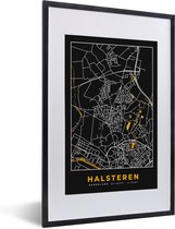 Fotolijst incl. Poster - Halsteren - Goud - Kaart - Plattegrond - Stadskaart - 40x60 cm - Posterlijst