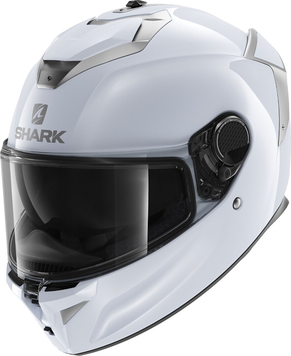 Shark Spartan GT Blank Bcl. Micr. Wit Zilver Glanzend W01 Integraalhelm XS