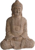 Collections Natural - statue de bouddha - hauteur 22 cm - ciment - lavis blanc beige