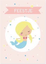 Zeemeermin uitnodigingen kinderfeestje - Uitnodigingen kinderfeestje meisje - uitnodigingskaarten - Uitnodigingen met een leuke zeemeermin - Uitnodiging kinderfeestje