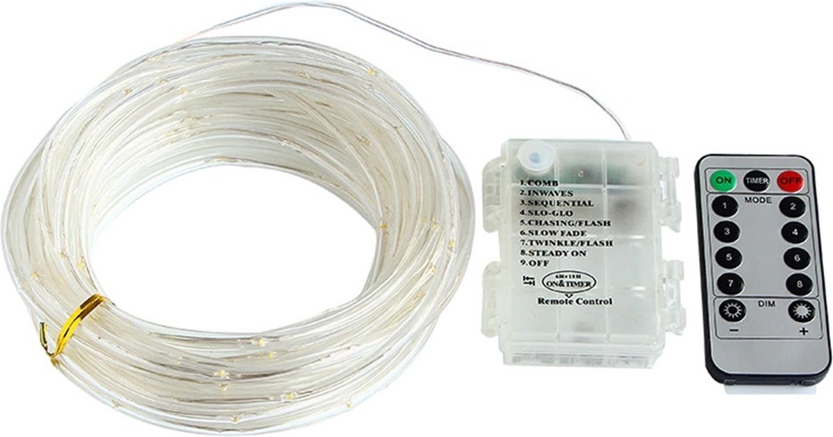Solar lichtslang Rope | Knipper functie | Warm wit licht | 10 meter