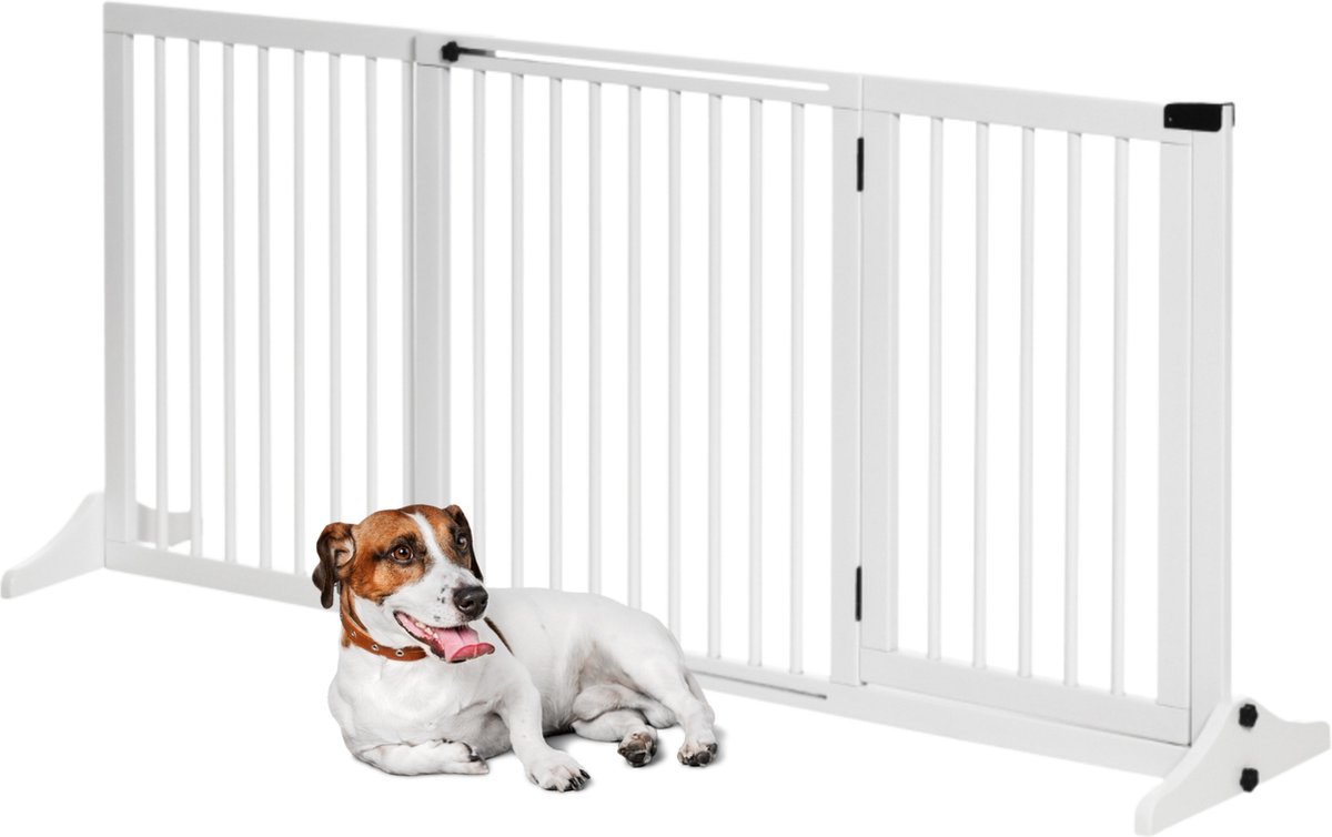 ② Barrière pour chien extensible blanc — Accessoires pour chiens — 2ememain