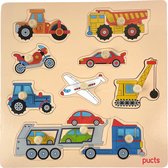 Houten Kinderpuzzel Voertuigen - Auto - Motor - Vliegtuig - Vrachtwagen
