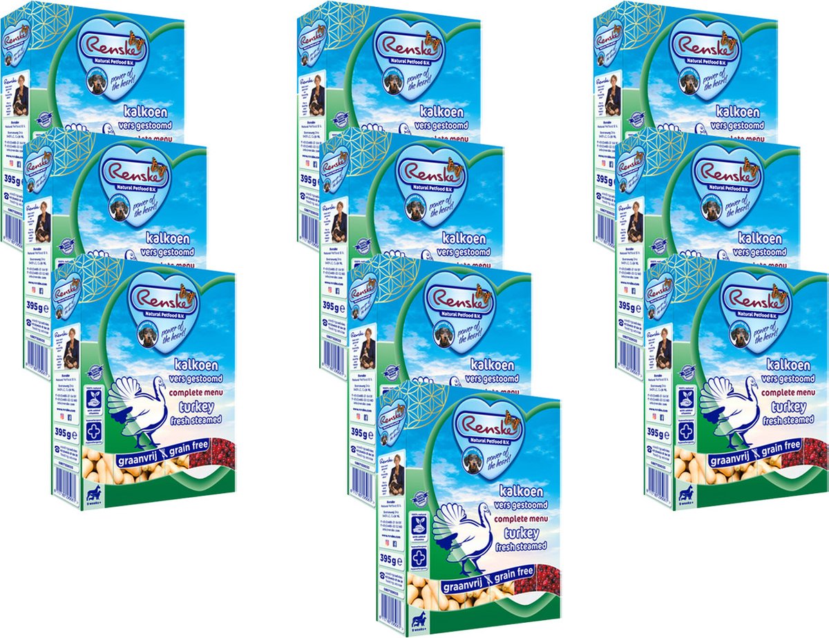 Renske Vers Gestoomd kalkoen graanvrij hondenvoer (395 gr) 2 trays (20 x 395 g)