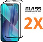 Screenprotector Glas - Full Coverage Tempered Glass Screen Protector [volledige dekking] - 2x Geschikt voor: Apple iPhone 14