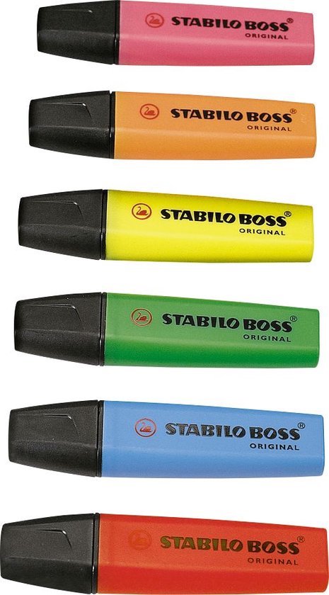 STABILO BOSS ORIGINAL - Markeerstift - Hoogste Kwaliteit - Etui Met 6 Kleuren - STABILO