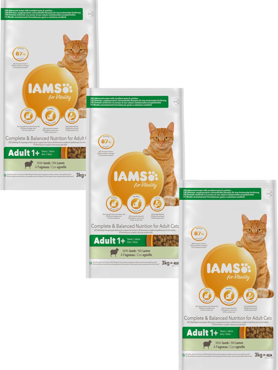 IAMS Iams Cat Adult - Kattenvoer - 3 x Lam 3 kg