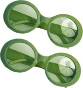 Faram party brillen - 2 stuks - groen - glitters - disco
