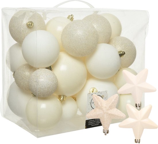 Decoris kerstballen en ornamenten - 40x - kunststof - lichtroze - mix