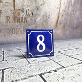 Numéro de maison en émail bleu / blanc n ° 8