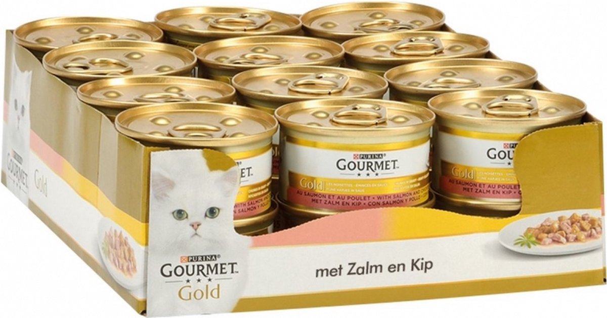 Gourmet Gourmet Gold - Fijne Hapjes Zalm & Kip - Kattenvoer - 85g