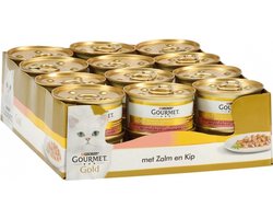 24x Gourmet Gold - Fijne Hapjes Zalm & Kip - Kattenvoer - 85g