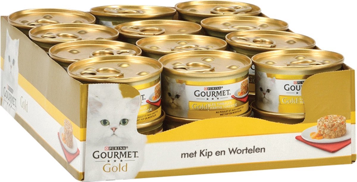 Gourmet Gold Mousse Kattenvoer – Tonijn, 24 Blikjes Van 85 G, Zachte Mousse, Zonder Kunstmatige Kleur- En Smaakstoffen, Volledig Voer Voor Volwassen Katten