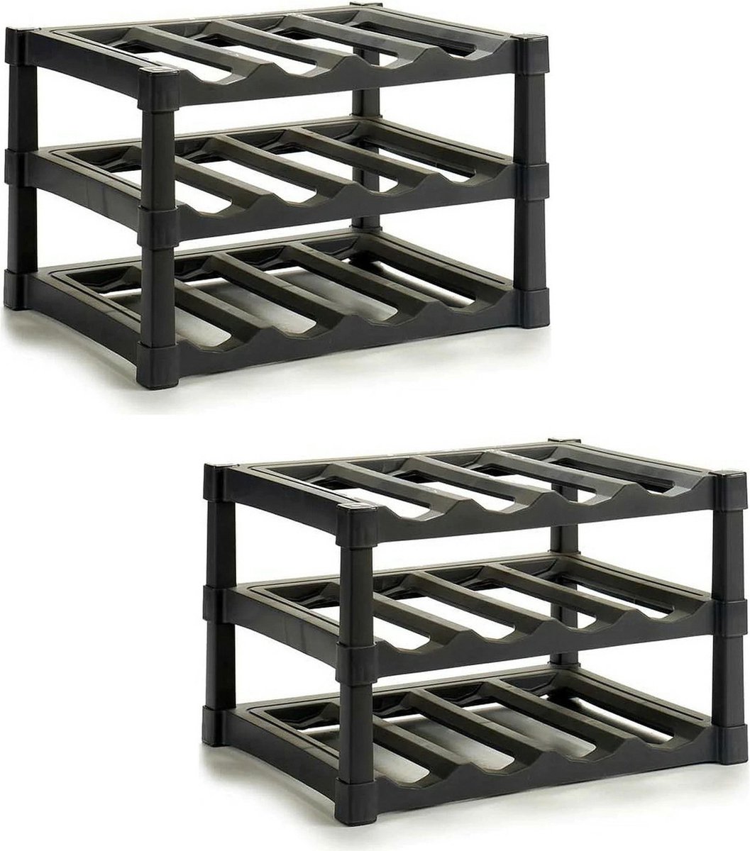 Kinvara wijnrekken - 3x - niet stapelbaar - kunststof - 39 x 30 x 28 cm