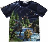 S&C Dinosaurus Shirt  -  Triceratops - H206 -  Donkerblauw  -  Maat 134/140 (10 jaar)
