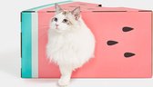 VETRESKA Kattenkrabber karton - kattenmand met krabmat - Watermeloen