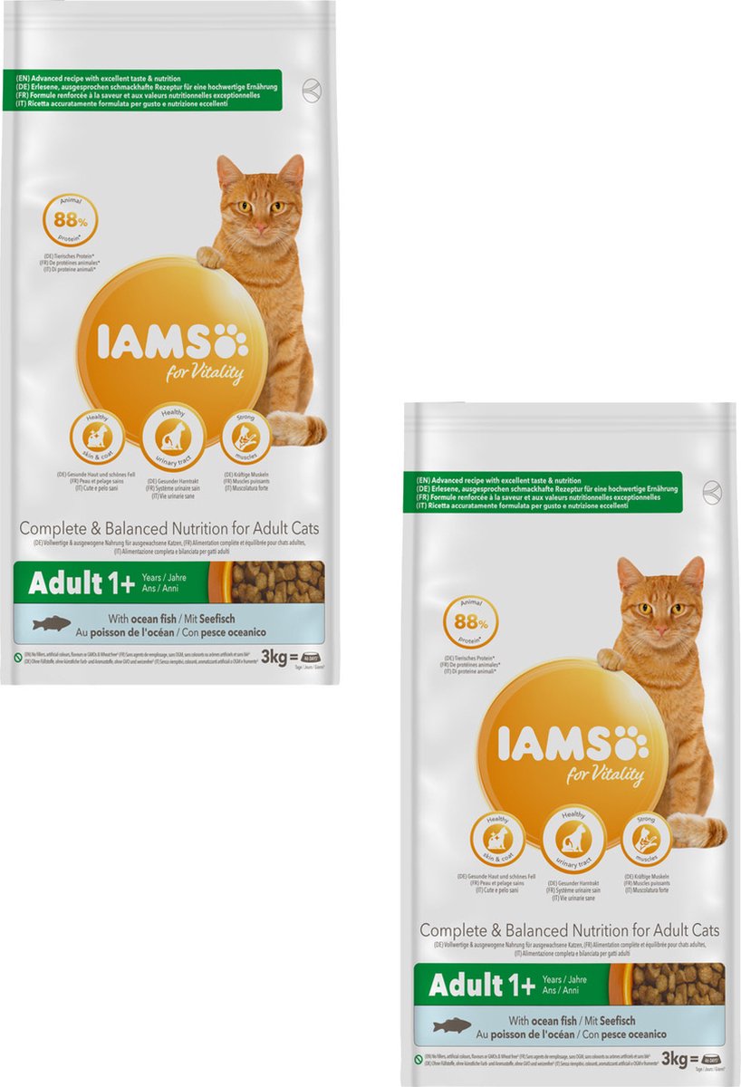 IAMS Iams Cat Adult Zeevis - Kattenvoer - 2 x 3 kg
