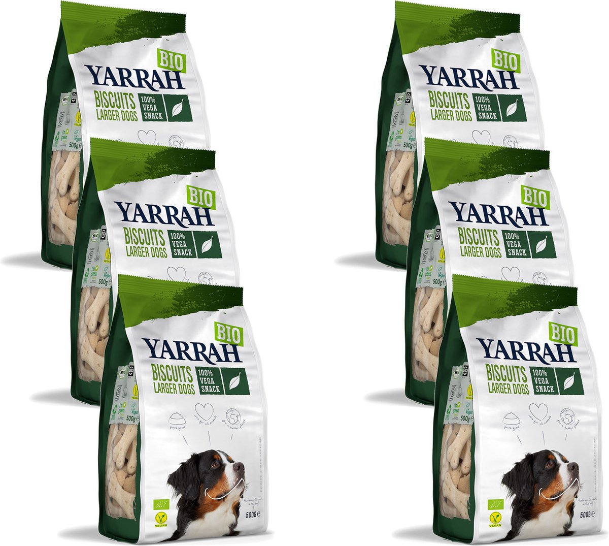 Yarrah Bio Biscuits Larger Dogs Vegetarisch - Hondensnacks - 6 x 500 g