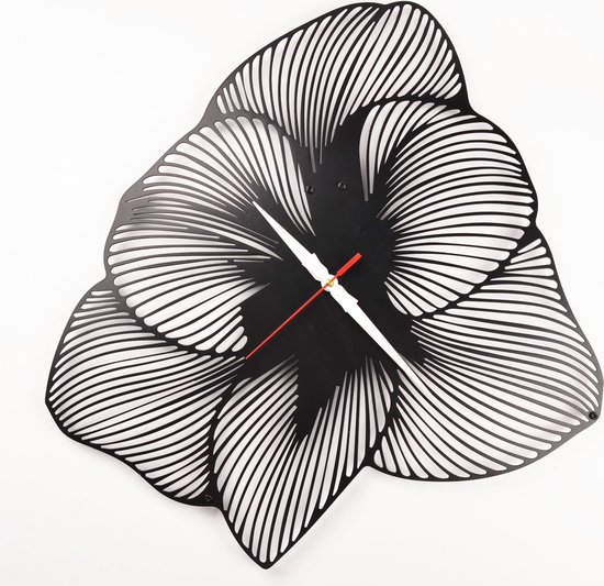 Azalea metalen wandklok, woondecoratie kunst, zwarte wandklok, Azalea design Modern - metaal wandklok - 50 cm