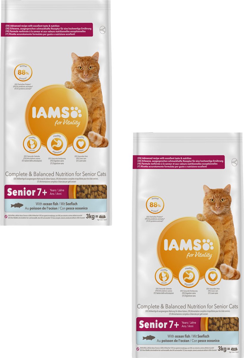 IAMS Iams Cat Senior 3 kg - Kattenvoer - 2 x Zeevis