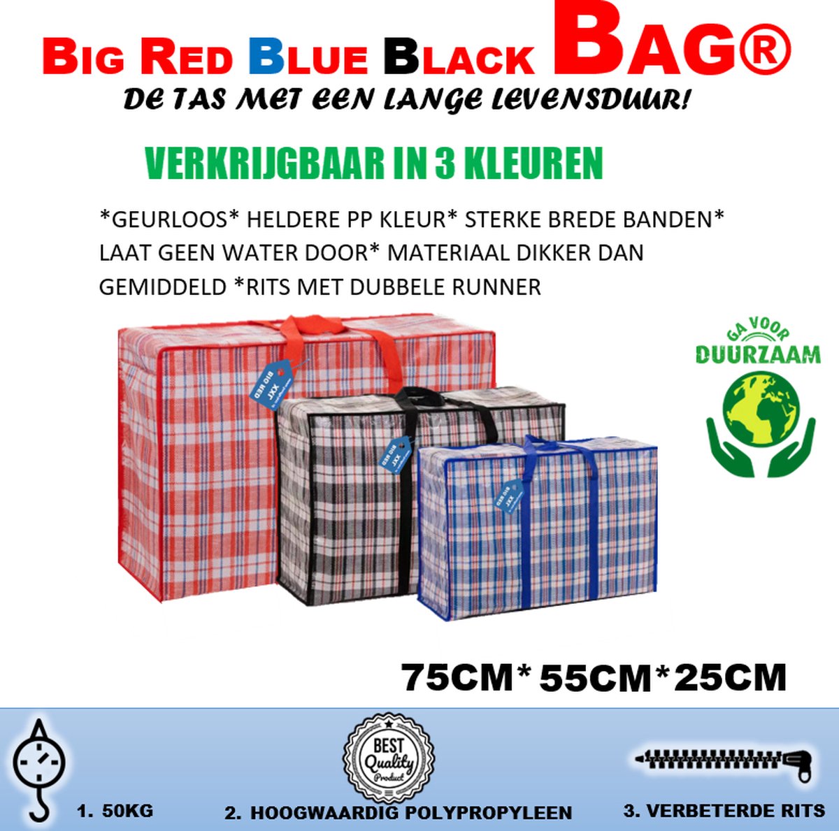 Big Red Bag XXXL Luxe 3 Stuks De Snuffelaar® Opbergtas Sterke