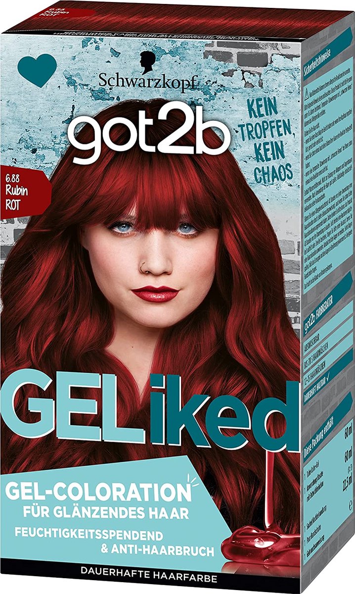 got2b GELiked Gel Colouration 6.88 Ruby Red Level Permanente Haarkleuring voor Glanzend Haar, Hydraterend en Anti-haarbreuk