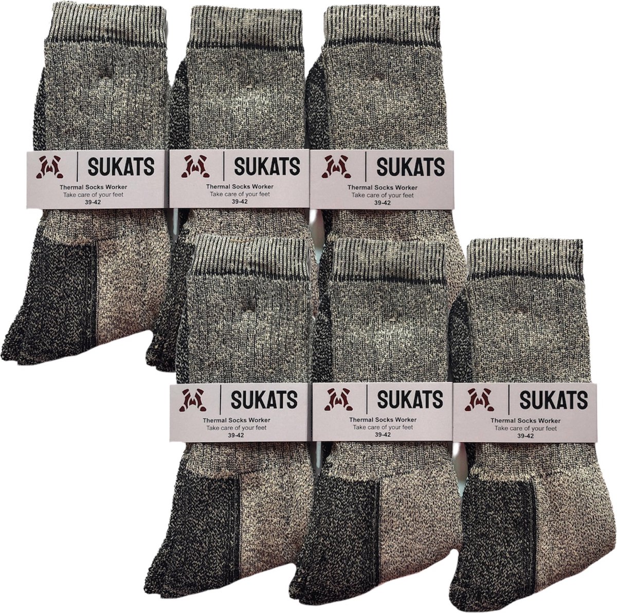 Sukats® 6 Paar Thermo Werksokken - Thermo Werk - Maat 39-42 - Werksokken - Voordeelverpakking