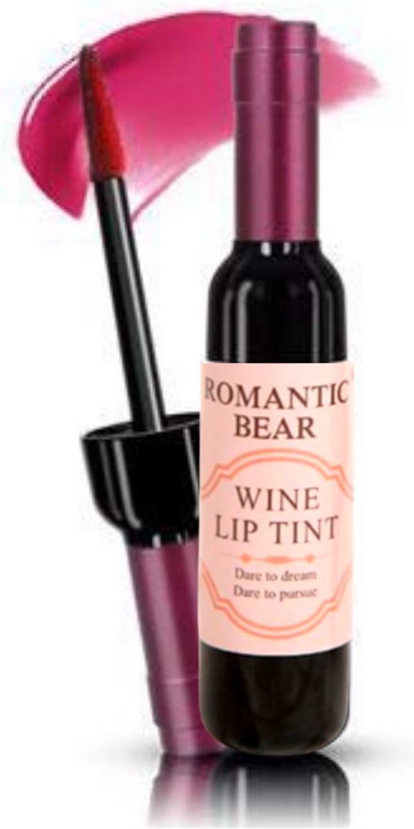 Romantic Bear® Lippenstift - Wijn - Wine - Wijnfles - Lipgloss - Lipstick - Make Up - Rose - Merlot Burgundy - Wine Lip Tint