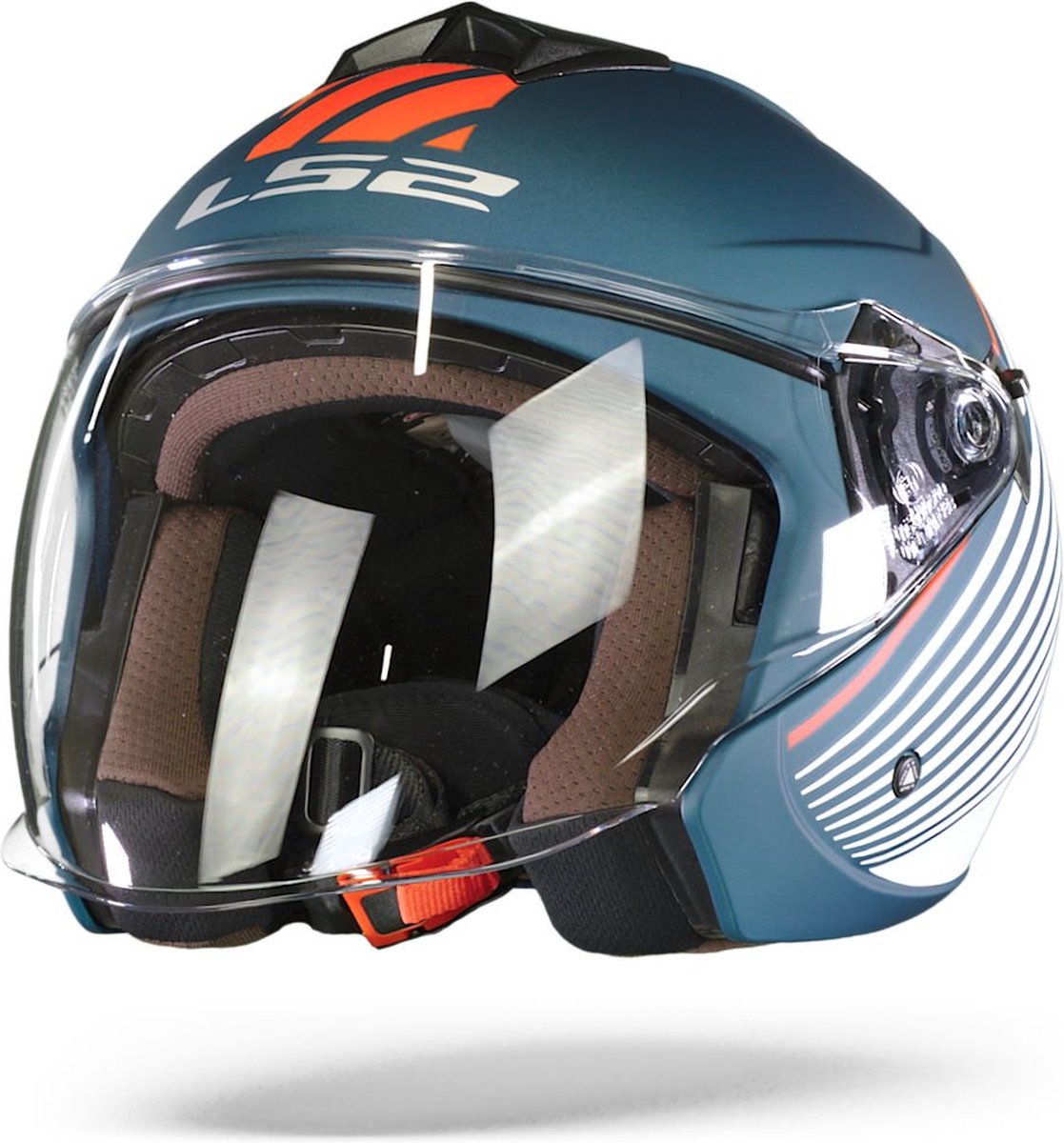 LS2 Helm Twister Luna OF573 blauw / wit maat XS