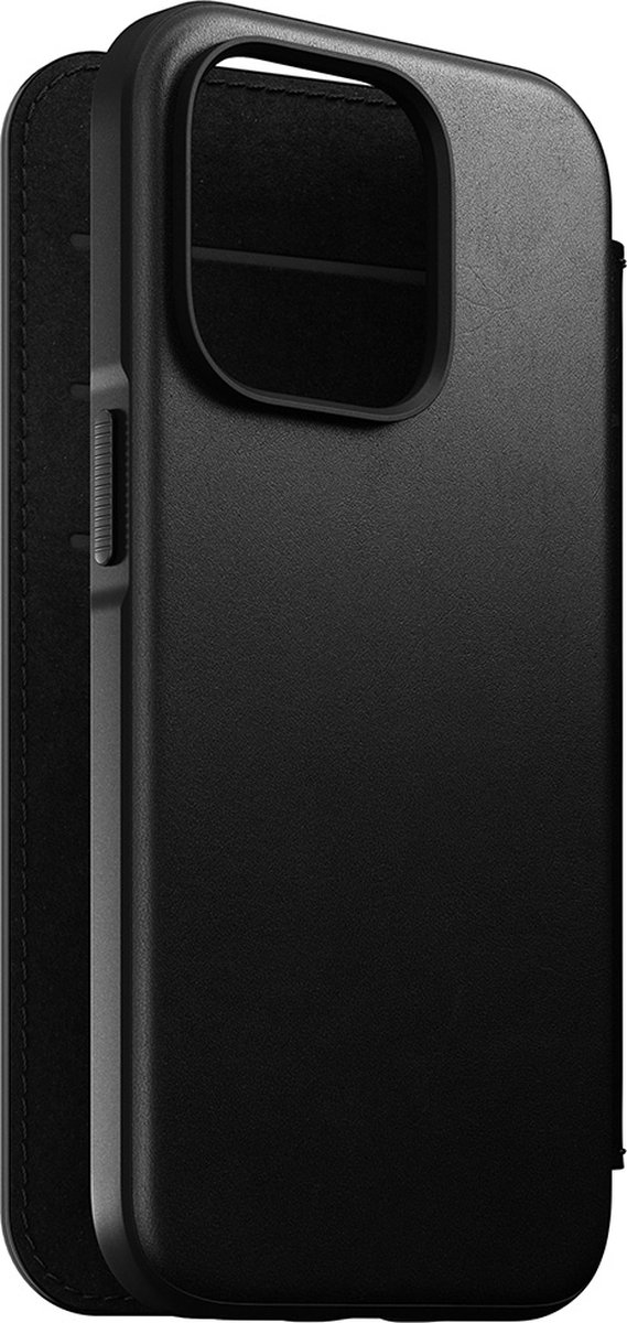 Nomad Modern Leather Folio Case - geschikt voor iPhone 14 Plus - gemaakt van echt leder - geschikt voor MagSafe & draadloos laden - Zwart
