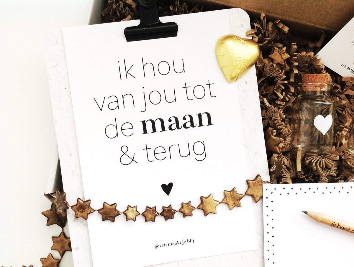 Cadeaupakket geboorte | Ik hou van jou tot de maan & terug | Brievenbus
