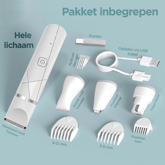 Revo goods professionele 4 in 1 Hondentondeuse Set -Ideaal voor Honden en Katten - Slijper Inbegrepen -Draadloos - Ultra stil