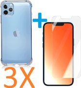 Shock-proof silicone hoesje met 3 Pack Tempered glas Screen Protector Geschikt voor: iPhone 12 Mini