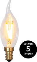 Soft Glow Kaarslamp met tip - E14 - 0,5W -Super Warm Wit (< 2200K) -Niet dimbaar - set van 5