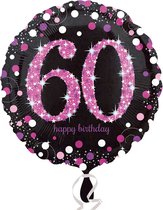 Amscan Folieballon 60 Jaar Zwart/roze 45 Cm
