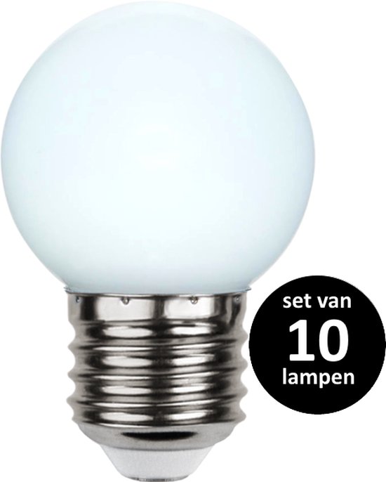 Witte lamp voor prikkabel - 1Watt- E27 - set van 10