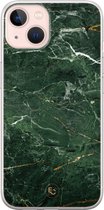 Hoesje geschikt voor iPhone 13 - Marble jade green - Soft Case - TPU - Marmer - Groen - ELLECHIQ