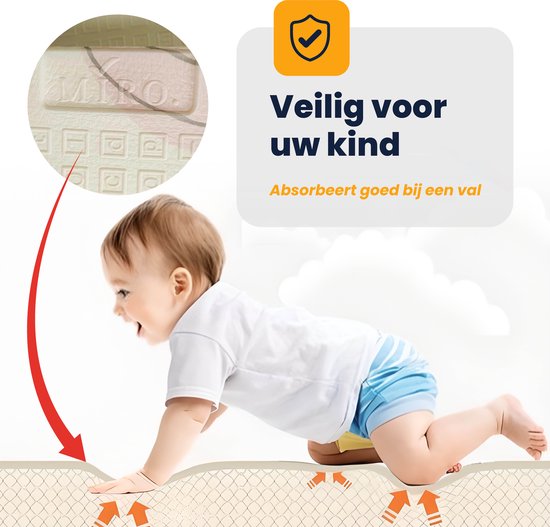 MIRO® Speelmat Baby Foam XL - Kruipmat - Opvouwbaar - Dieren & Verkeer - Kinder Speelgoed 1 Jaar - Dubbelzijdig Speelkleed - Tummy Time - Babygym 180 x 200CM - Incl. Opbergtas