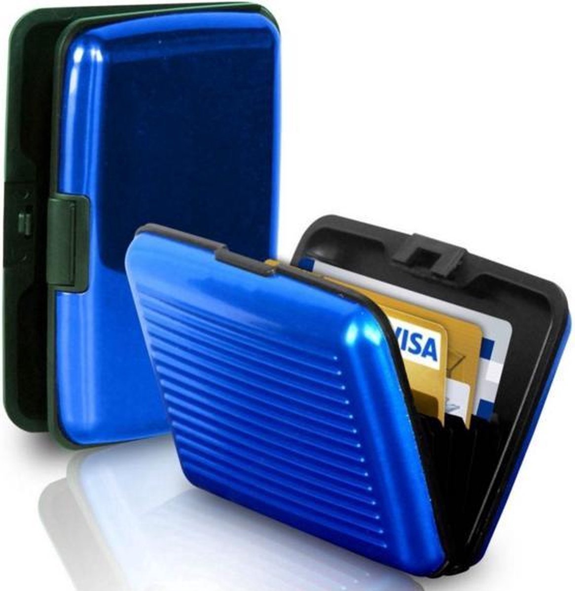 *** Premium Wallet Portemonnee Pashouder Blauw - Creditcard Houder - Pasjeshouder - van Heble® ***