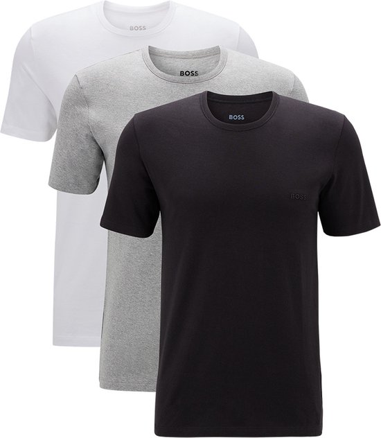 HUGO BOSS Classic T-shirts regular fit (3-pack) - heren T-shirts O-hals - wit - Maat: